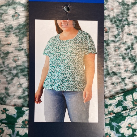 Lucky Bramd women’s short sleeve top size L green floral printed top NWT! - Picture 6 of 8